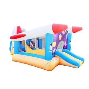 6-in-1 Outdoor/Indoor Inflatable Bouncer for Kids Target Ball, Basketball Slide with Blower