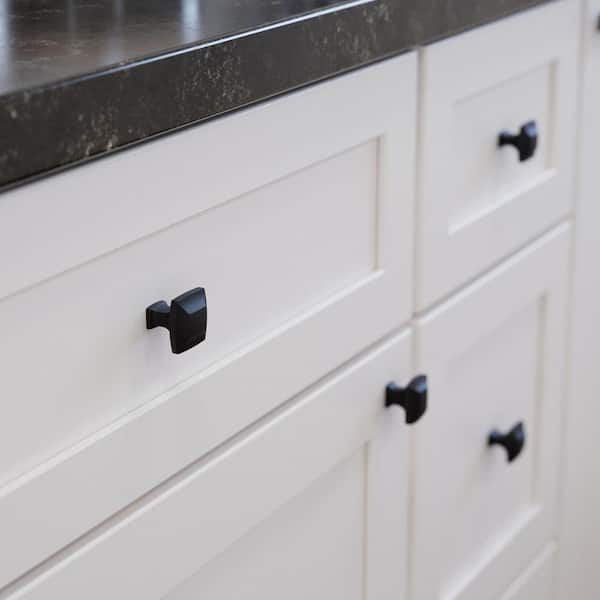 Scalloped Footing 1-3/16 in. (30 mm) Classic Matte Black Rectangular Cabinet Knob