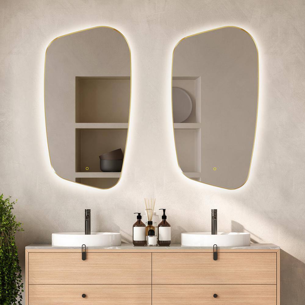Florian 26" x 48" Gold Rectangular LED Vanity Mirror
