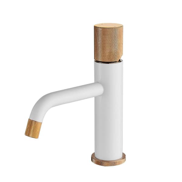 Satico Single Handle Single-Hole Bathroom Sink Faucet in White Rose Gold