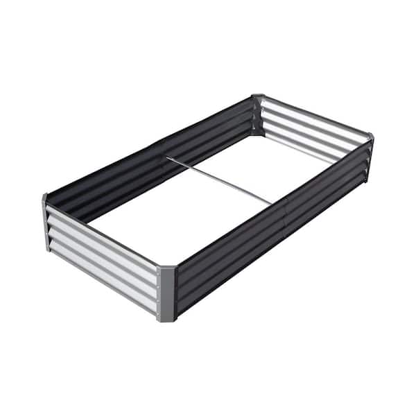 Siavonce 6 x 3 x 1.5 ft. Outdoor Planter Garden Raised Beds Large Steel Planter Box for Gardening Vegetables Fruits, Silver