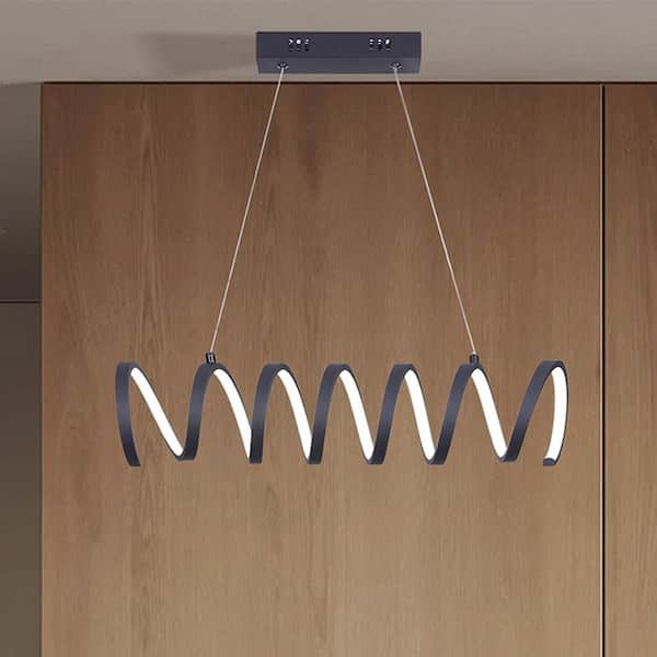 MODERN HABITAT LinearBlan 47in 1-Light Black Suspension Wire Modern Ceiling Chandelier