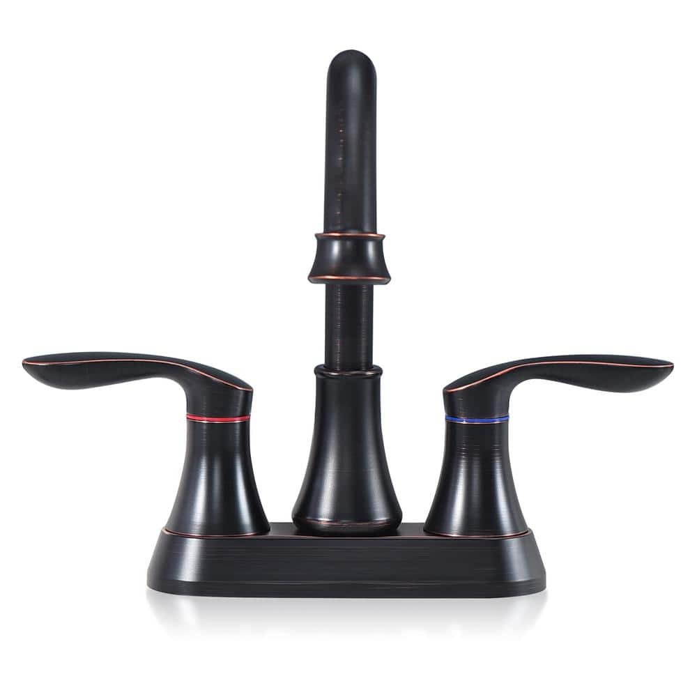 4 in. Centerset Double-Handle High-Arc Bathroom Faucet with Pop-Up Drain and Supply Line Included in Oil Rubbed Bronze price history on PriceWatchPro