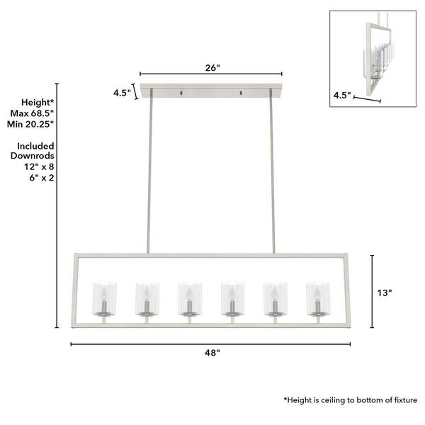 Hunter - Kerrison 6-Light Brushed Nickel Shaded Chandelier with Clear Seeded Glass Shades