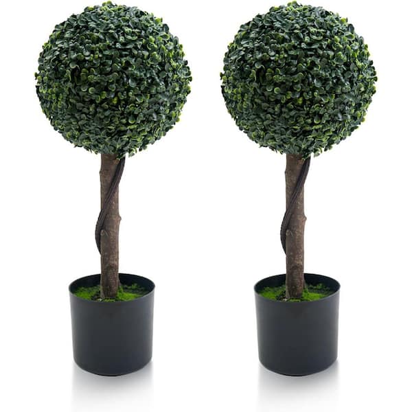 1. 9 ft. 2-PiecesTopiary Trees Artificial Milan Grass Ball Topiary Trees with Balls Boxwood Ball Plant