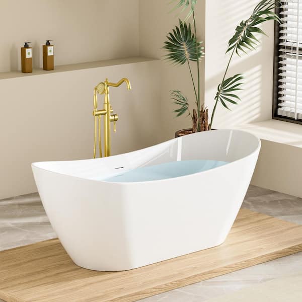 ANGELES HOME 67 in. x 29 in. Acrylic Freestanding Soaking Bathtub