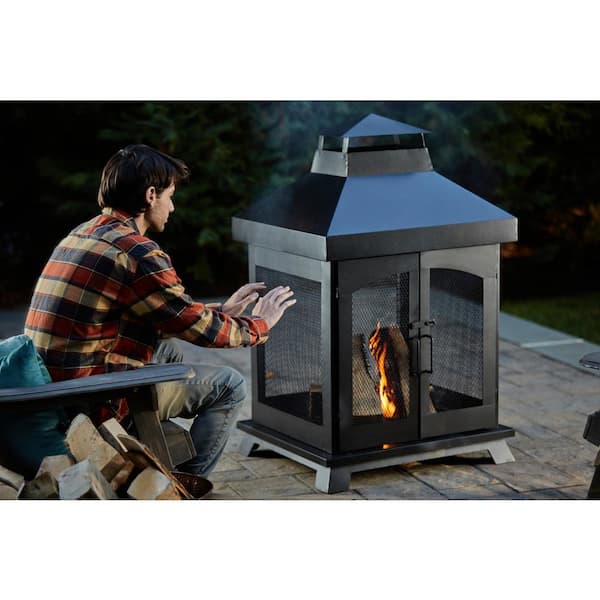 Wood All 43 Black in. Home Depot - Steel Burning Endless Fireplace WAF3014ES Summer The