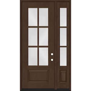 Regency 53 in. x 96 in. 3/4-6 Lite Clear Glass LH Hickory Stain Mahogany Fiberglass Prehung Front Door w/14in.SL