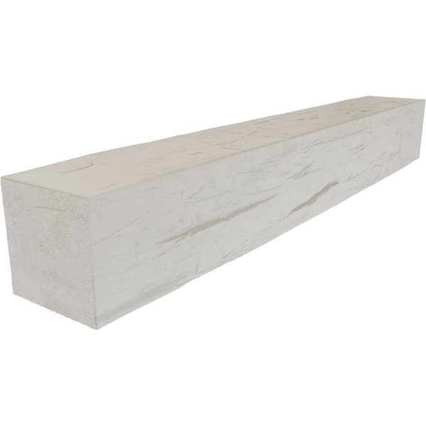 Ekena Millwork 8 in. x 8 in. x 5 ft. Polyurethane Hand Hewn Faux Wood Beam Fireplace Mantel Cap-Shelf