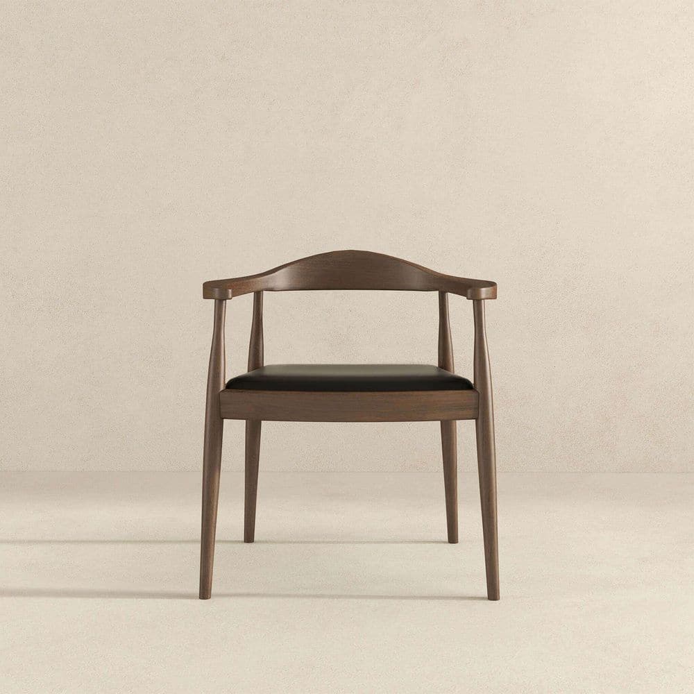 Trevor Mid-Century Modern Black and Brown Dining Chair, Solid Wood Legs, Armrests price history on PriceWatchPro
