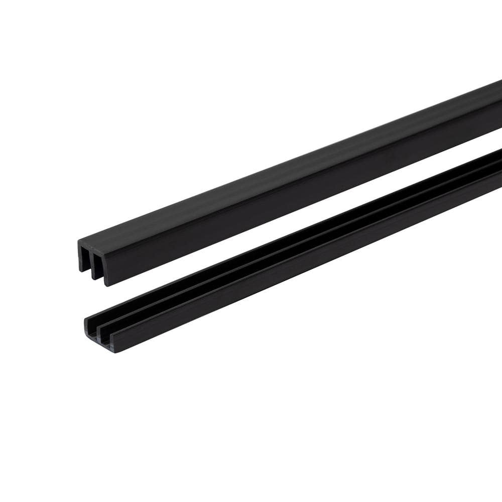 7/16 in. D x 17/32 in. W x 48 in. L Black Styrene Plastic Sliding Bypass Tr
