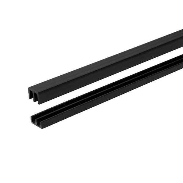 Outwater 7/16 in. D x 17/32 in. W x 48 in. L Black Styrene Plastic Sliding Bypass Track Moulding Set for 1/8 in. Doors (3-Pack)