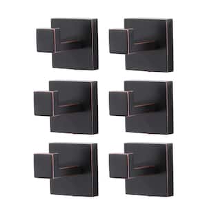 Stainless Steel Square Wall Mounted J-Hook Robe/Towel Hook in Oil Rubbed Bronze (6-Pack)