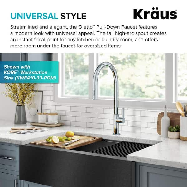 KRAUS Oletto High-Arc Single-Handle Pull-Down Sprayer Kitchen