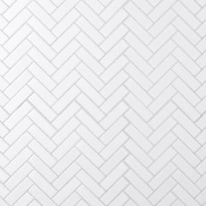 Metro Brick Herringbone Glossy White 10-5/8 in. x 12-1/2 in. Porcelain Mosaic Tile (9.4 sq. ft./Case)