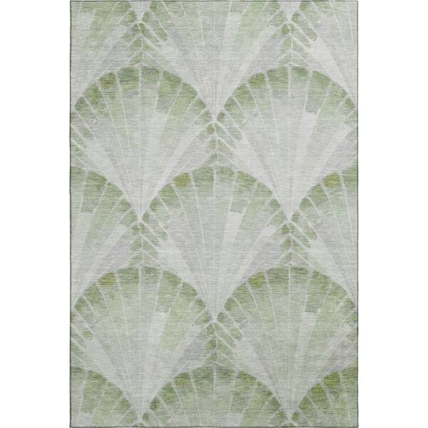 Mayfield Premium Machine Washable Abstract AMF2401 Aloe 10 ft. x 14 ft. Area Rug