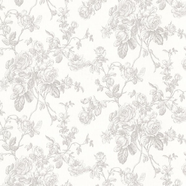 Brewster Annie Grey Floral Wallpaper