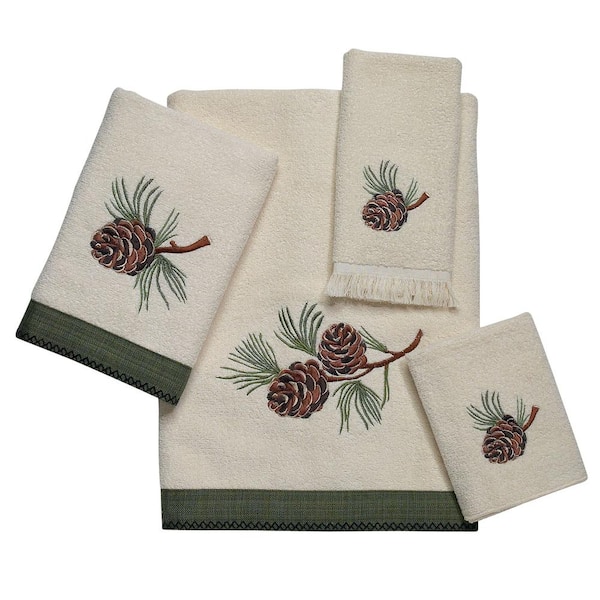 Avanti Linens Pine 4-Piece Ivory Geometric Cotton Bath Towel Set