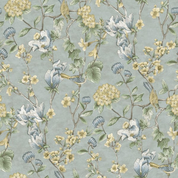 HOLDEN Floral Bird Trail Blue Non-Pasted Wallpaper (Covers 56 sq. ft.)