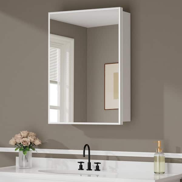 Zora 24 in. W x 30 in. H Rectangular Framed Medicine Cabinet with Mirror, Adjustable Shelves, Recessed/Wall Mount, White