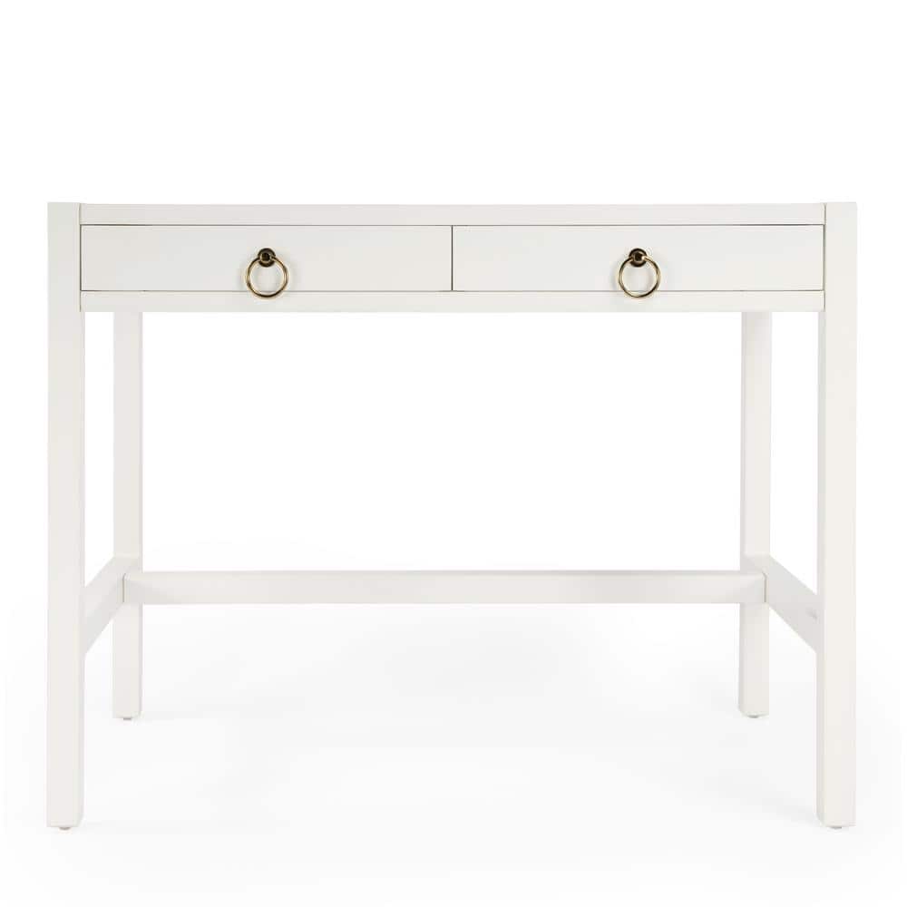 Elin Contemporary White Wood Writing Desk with Drawers