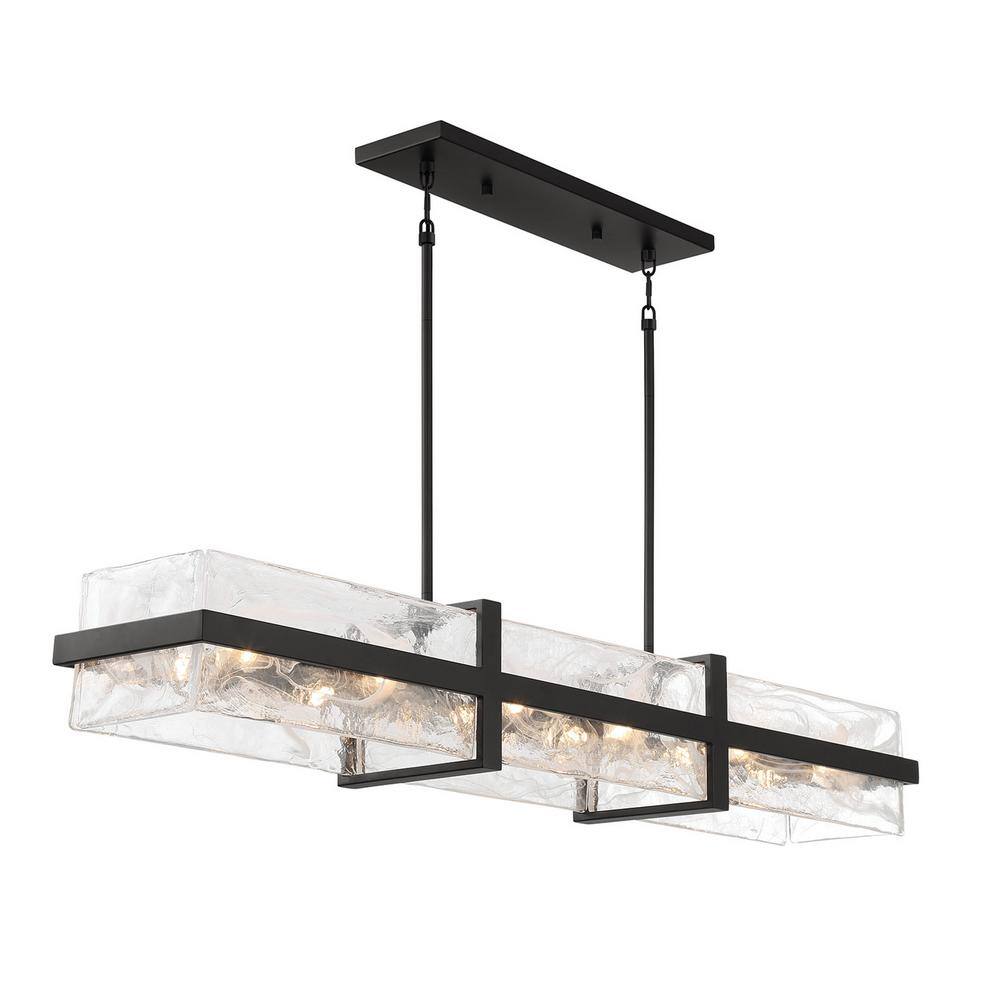 Coal and Cloud Glass 12-Light Linear Chandelier