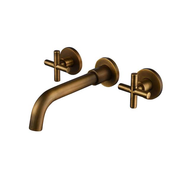 AIMADI Double Handle Wall Mounted Bathroom Faucet with Rotating Spout Modern 3 Hole Brass Bathroom Sink Faucets in Bronze