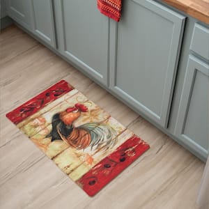 J&V TEXTILES 18 in. x 30 in. Vintage Rooster Kitchen Cushion Floor Mat FC48  - The Home Depot