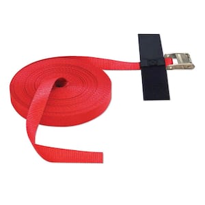 50 ft. x 1 in. Cinch Strap with Hook and Loop Storage Fastener in Red