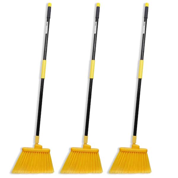 31.5-61 in. Extendable Angle Broom for Indoor/Outdoor Floor Cleaning & Sweeping (3-Pack)