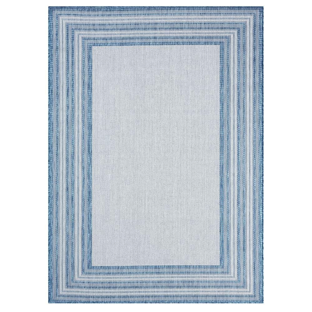 Nicole Miller Patio Country Layla Blue/Ivory 5 ft. x 7 ft. Modern ...