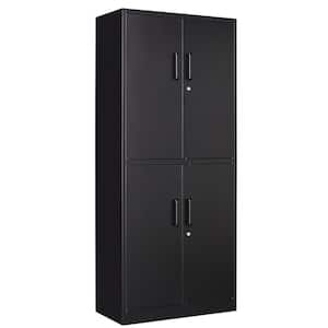 31.5 in. W x 70.87 in. H x 15.7 in. D Adjustable 2 Shelves Steel Locking Freestanding Cabinet with 4 Doors in Black