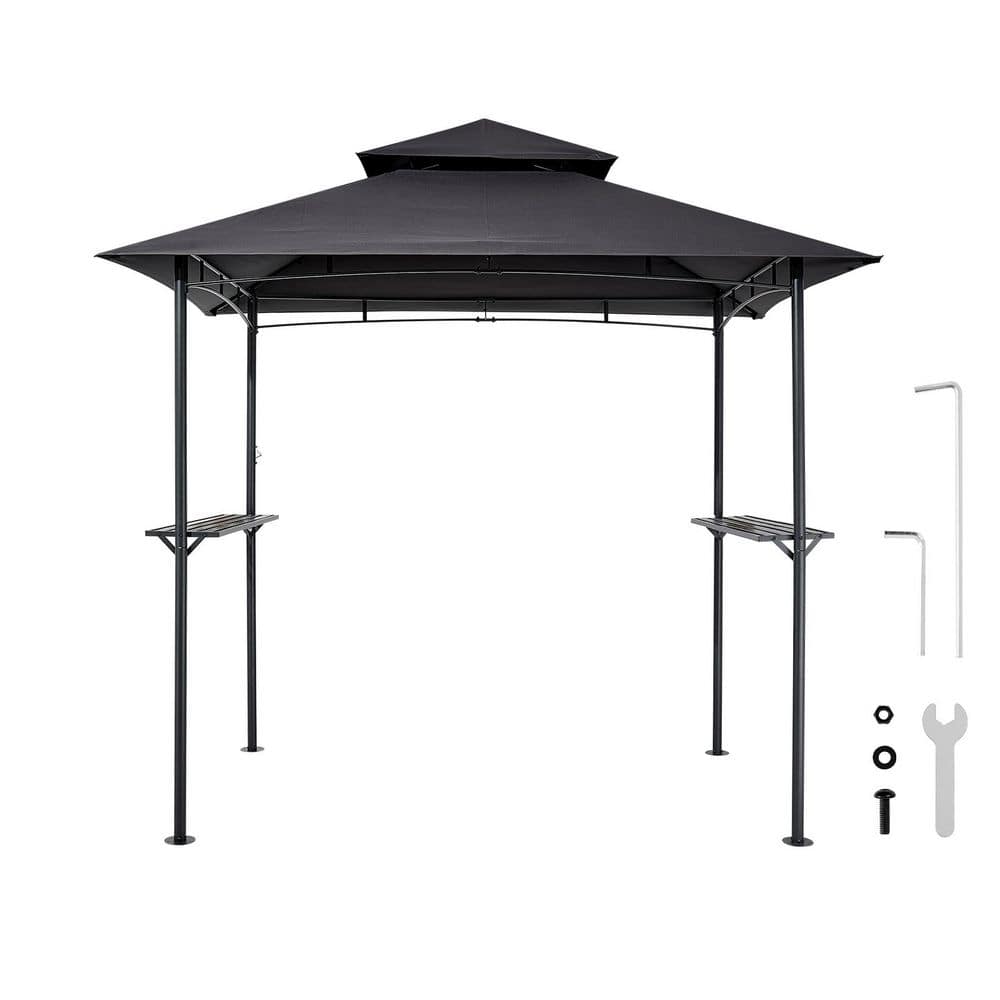 VEVOR 4-Person Metal Grill Gazebo Tent 8x5 ft. Outdoor BBQ Shelter