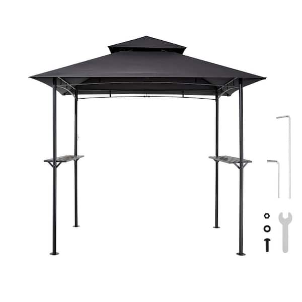 VEVOR 4-Person Metal Grill Gazebo Tent 8x5 ft. Outdoor BBQ Shelter