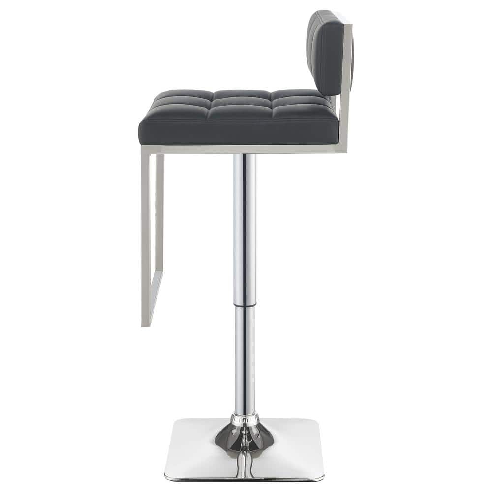 Gray Adjustable Faux Leather Bar Stool with Chrome Base