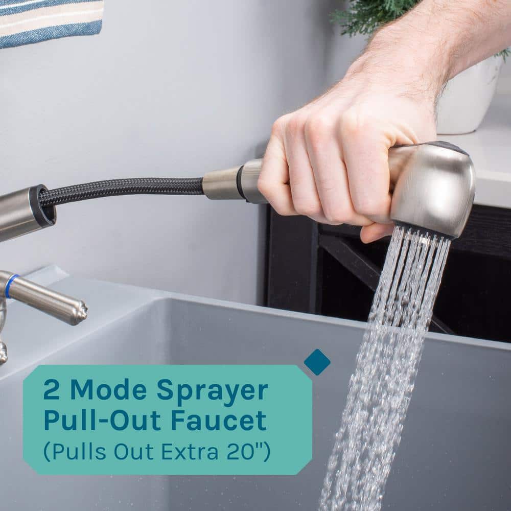 Gray Thermoplastic Freestanding Utility Sink with Stainless Steel Faucet