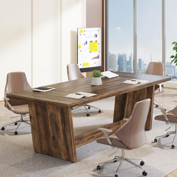 BYBLIGHT 70.87 in. Rectangular Dark Brown Wood Desk with Solid