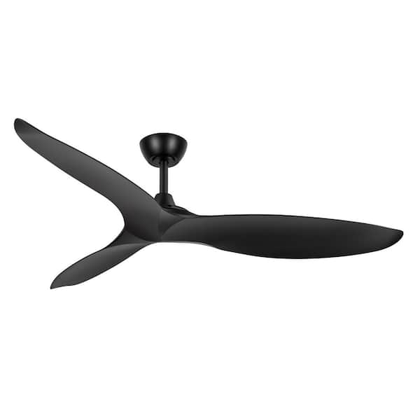 Rama 56 in. 6-Speed Indoor Black Ceiling Fan with Propeller Blades and Remote No Light for Bedroom or Living Room