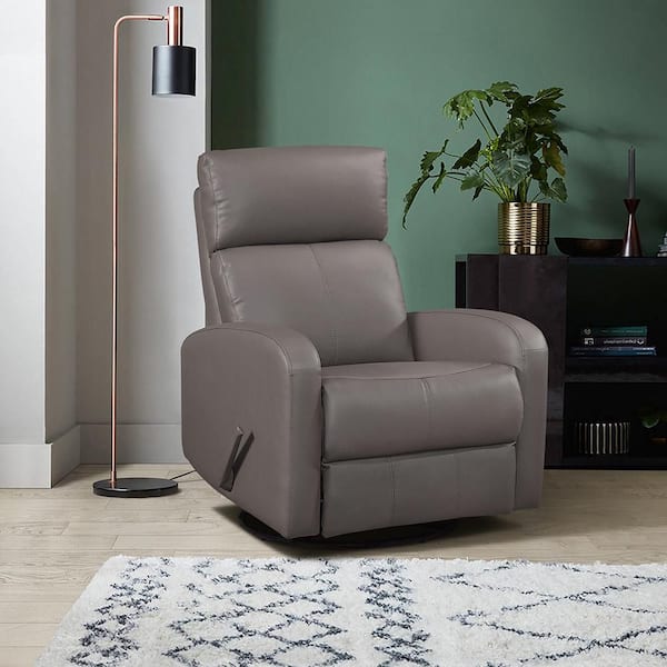 Lazzara Maryvale Mocha Leather Manual Swivel Glider Recliner