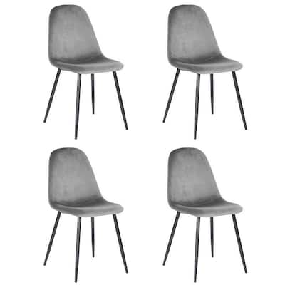 Odin Gray Velvet Side Chairs Upholstered Dining Chairs (Set of 4)