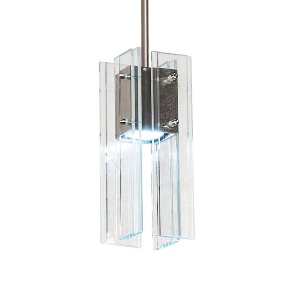 Shutter 10 Watt 1 Light Nickel Single Mini Pendant Light with Transparent Glass Shade