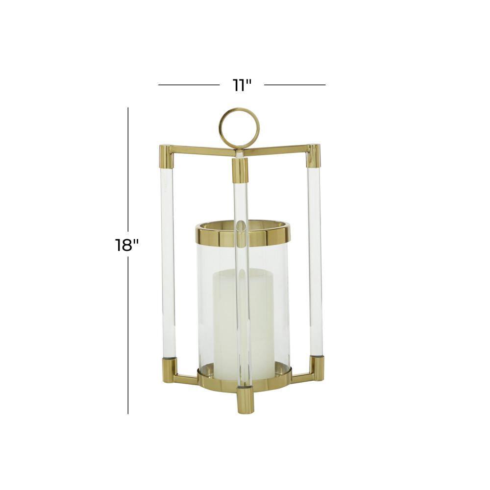 Gold and Clear Acrylic Hurricane Candle Lantern with Box Frame