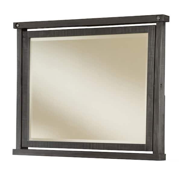 Benjara 35 in. W x 35 in. H Wooden Frame Gray Wall Mirror