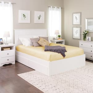 Select White Queen 4-Post Platform Bed with 2-Drawers