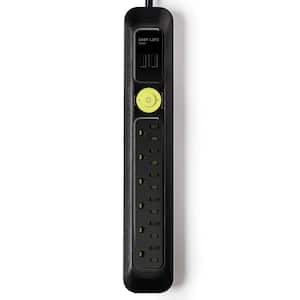6 ft. 6-Outlet, 2-USB, Power Strip Surge Protector - Black