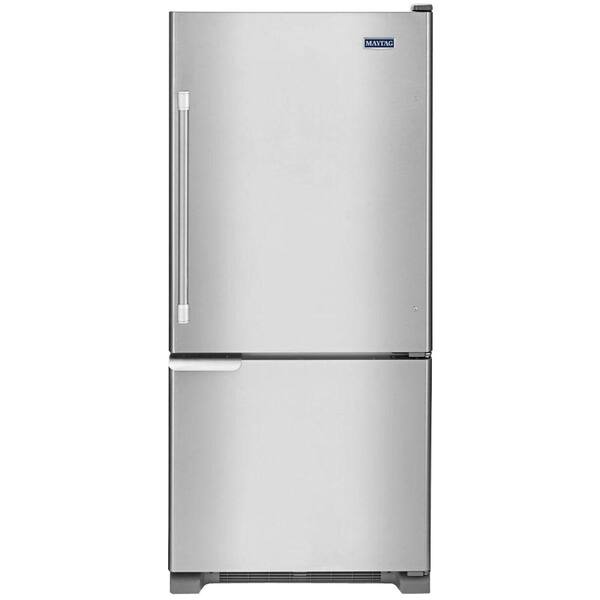 Maytag 30 in. W 18.7 cu. ft. Bottom Freezer Refrigerator in Monochromatic Stainless Steel