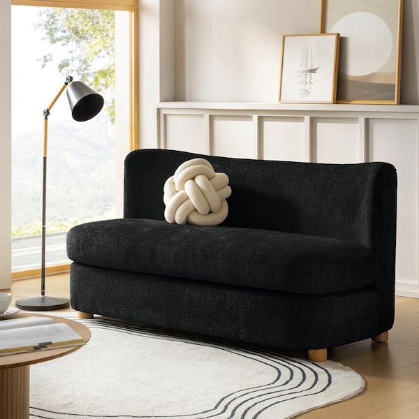 JAYDEN CREATION Steven Black 63 in. W Modern Polyester 2 Seat Upholstered Loveseats