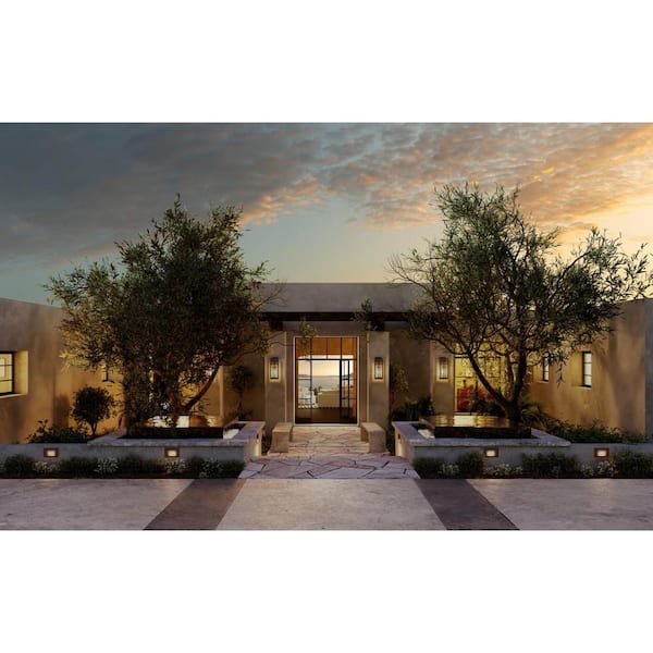 Boxwood Collection 1-Light Antique Bronze Clear Seeded Glass Craftsman Outdoor Large Wall Lantern Light