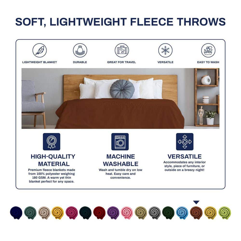 Brown 50 x 60 Inch Fleece Electric Throw Blanket