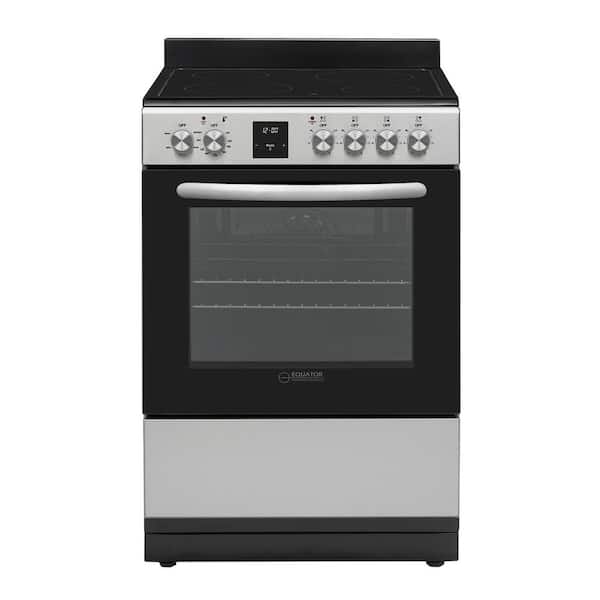 24 in. Electric Cooking Range 4-Ceramic Burners Freestanding Convection Oven plus Air Fryer in Stainless